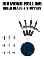 Trabucco Diamond Rolling Green Beads & Stoppers Small - Trabucco