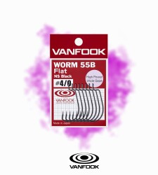 VANFOOK WORM-55B FLAT NS BLACK 5P #4/0 - 3