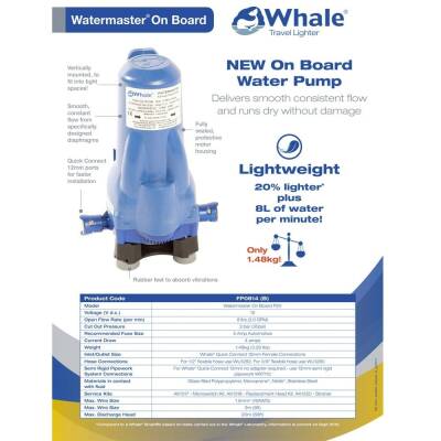 Whale Watermaster 2.0Bar/8L 12V Su Pompası Hidrofor - 3